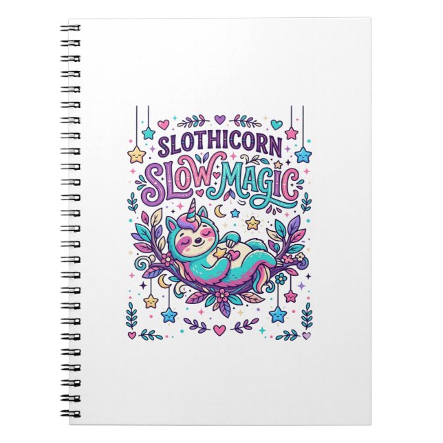 Einhorn Slothicorn Langsame Magie Farbiger Marktpl Notizblock (Vorderseite)
