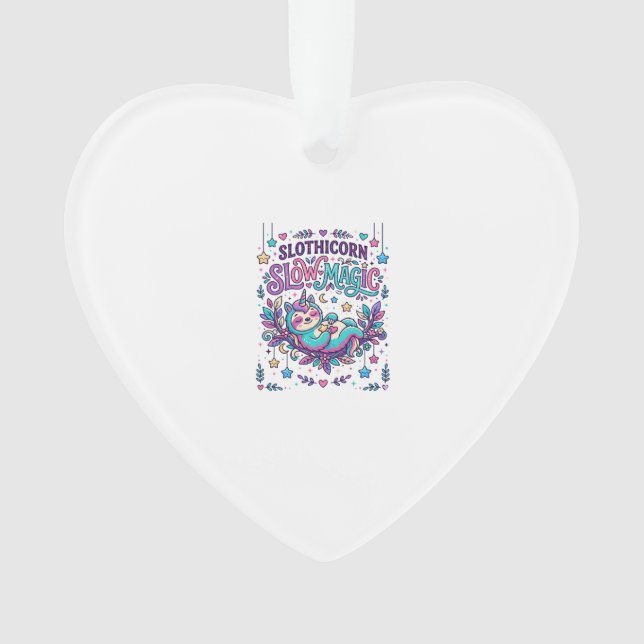 Einhorn Slothicorn Langsame Magie Farbiger Marktpl Ornament (Vorderseite)