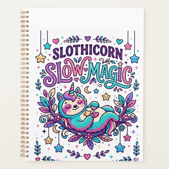 Einhorn Slothicorn Langsame Magie Farbiger Marktpl Planer (Vorderseite)