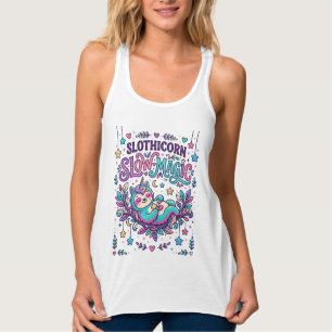 Einhorn Slothicorn Langsame Magie Farbiger Marktpl Tank Top