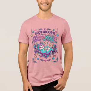 Einhorn Slothicorn Langsame Magie Farbiger Marktpl Tri-Blend Shirt