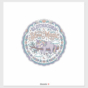 Einhorn Slothicorn Langsame Magie Whimsical T-Shir Aufkleber