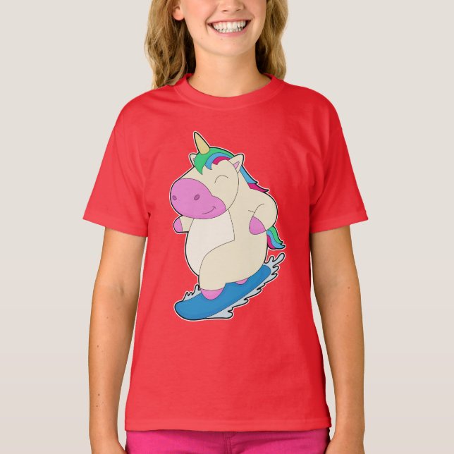 Einhorn Snowboard Wintersport T-Shirt (Vorderseite)