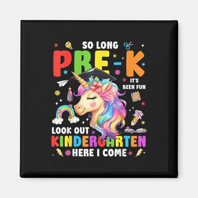 Einhorn So Long Pre K Abschluss Kindergarten Hier Magnet (Vorne)