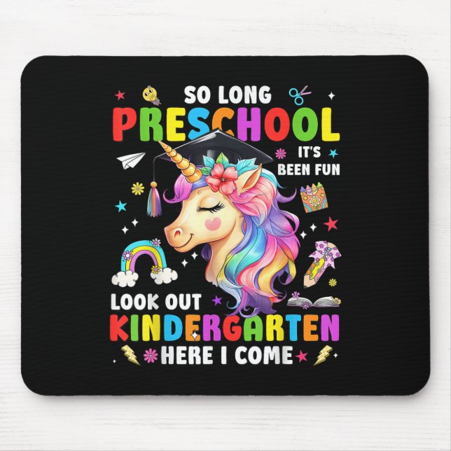 Einhorn So Long Pre K Abschluss Kindergarten Hier Mousepad (Vorne)