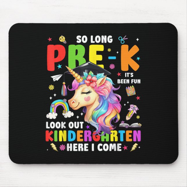 Einhorn So Long Pre K Abschluss Kindergarten Hier Mousepad (Vorne)