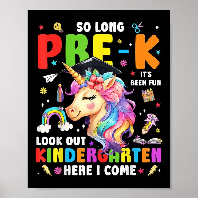 Einhorn So Long Pre K Abschluss Kindergarten Hier Poster (Vorne)