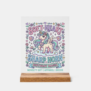 Einhorn Soft Herz Scharfe Hörner Fette Typografie  Acrylschild