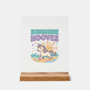 Einhorn-Sonnenschein-Hufe-Trend-Grafik-T-Shirt-Des Acrylschild