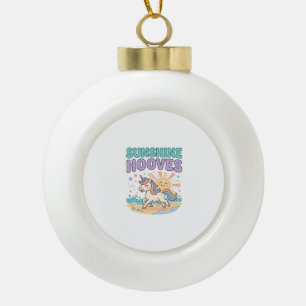 Einhorn-Sonnenschein-Hufe-Trend-Grafik-T-Shirt-Des Keramik Kugel-Ornament