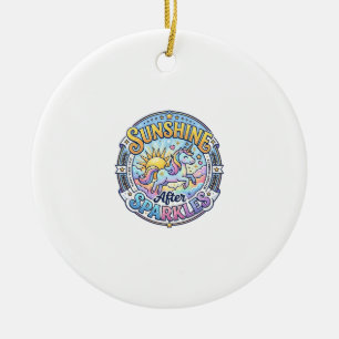 Einhorn-Sonnenschein nach Glitzer-POD Fertig Marke Keramik Ornament
