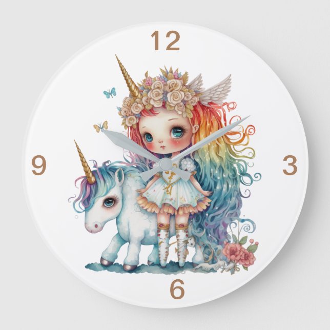 Einhorn-Spaß Große Wanduhr (Vorderseite)