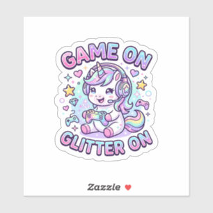 Einhorn Spiel An Glitter An Grafikdesign Merch De Aufkleber