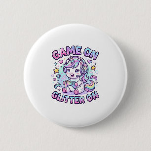 Einhorn Spiel Ein Glitter Ein Grafikdesign Merch D Button