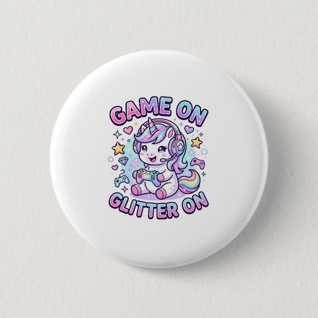 Einhorn Spiel Ein Glitter Ein Grafikdesign Merch D Button (Vorderseite)