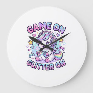 Einhorn Spiel Ein Glitter Ein Grafikdesign Merch D Große Wanduhr