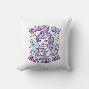 Einhorn Spiel Ein Glitter Ein Grafikdesign Merch D Kissen