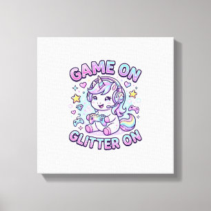 Einhorn Spiel Ein Glitter Ein Grafikdesign Merch D Leinwanddruck