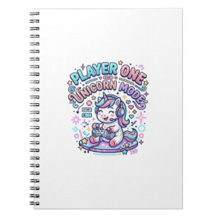 Einhorn Spieler Eins Einhorn Modus Retro-Stil Graf Notizblock