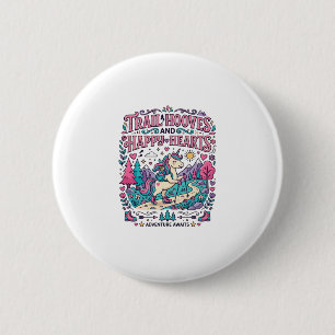Einhorn-Spuren Hufe und Glückliche Herzen Buntes A Button
