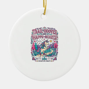 Einhorn-Spuren Hufe und Glückliche Herzen Buntes A Keramik Ornament