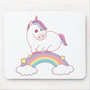 Einhorn stehend am Regenbogen Mousepad