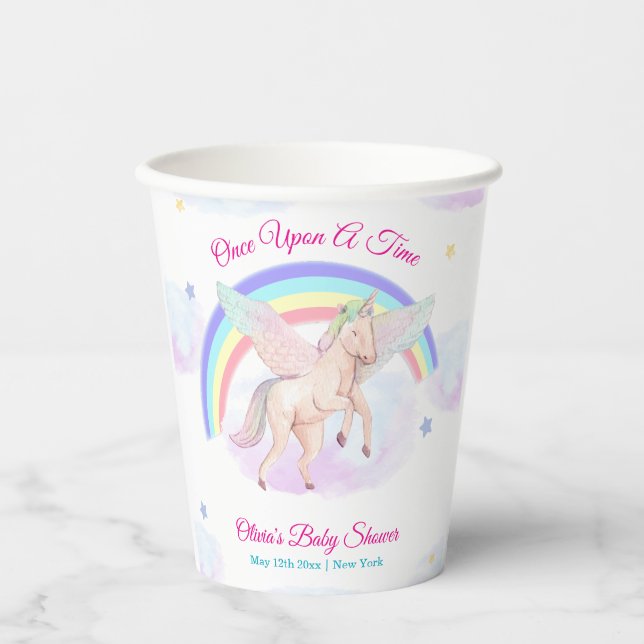 Einhorn Stern Regenbogen Märchen Baby Shower  Pappbecher (Vorderseite)