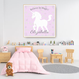 Einhorn Sterne Soft Pink Kinder Name Poster