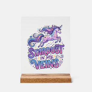 Einhorn-Sternenstaub in meinen Adern Retro-Stil Sü Acrylschild
