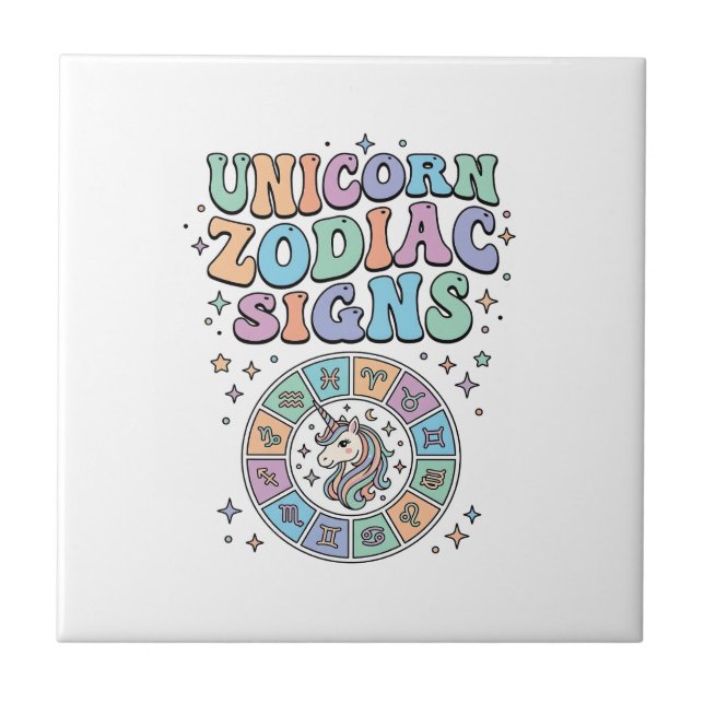 Einhorn-Sternzeichen Kawaii-Vektordesign_1 Fliese (Vorderseite)