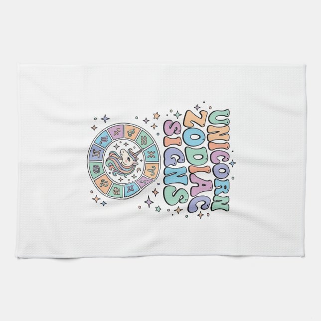 Einhorn-Sternzeichen Kawaii Vektordesign_1 Geschirrtuch (Horizontal)