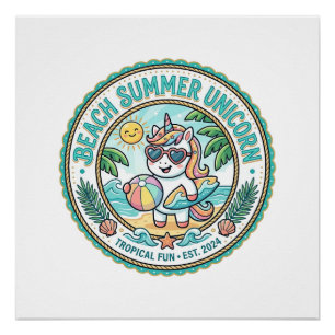 Einhorn Strand Sommer Einhorn POD Fertige Bekleidu Poster