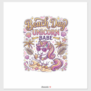 Einhorn Strand Tag Einhorn Babe Stylisch Zazzle De Aufkleber
