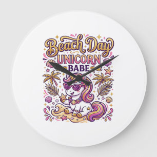 Einhorn Strand Tag Einhorn Babe Stylisch Zazzle De Große Wanduhr