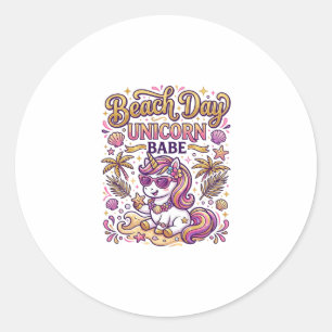 Einhorn Strand Tag Einhorn Babe Stylisch Zazzle De Runder Aufkleber