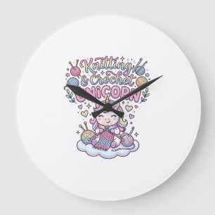 Einhorn Stricken Häkeln Einhorn Liebenswerte Typog Große Wanduhr
