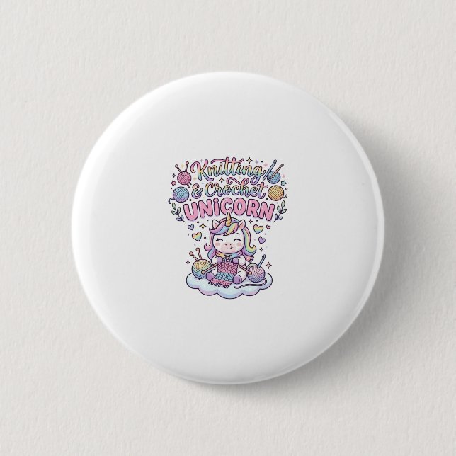 Einhorn Stricken Häkeln Einhorn Liebliche Typograf Button (Vorderseite)