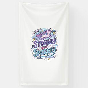 Einhorn stürmisch aber funkelnd Retro-Stil Süßes G Banner