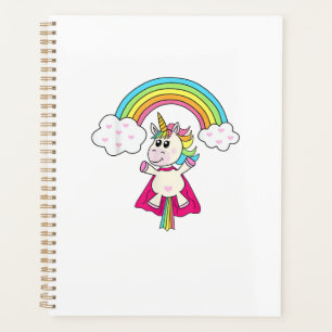 Einhorn-Superheld fliegt zum Regenbogen T-Shirt T- Planer