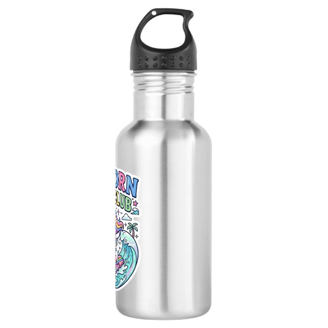 Einhorn-Surf-Club Edelstahlflasche (Vorderseite)