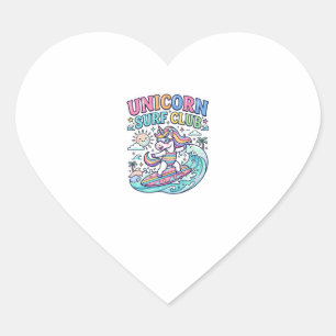 Einhorn-Surf-Club Herz-Aufkleber