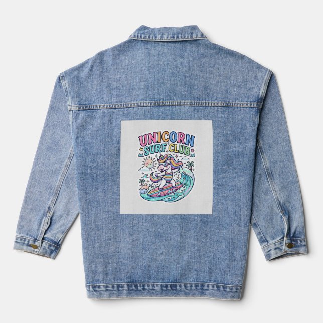 Einhorn-Surf-Club Jeansjacke (Rückseite)