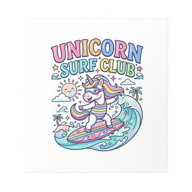 Einhorn-Surf-Club Notizblock (Vorderseite)