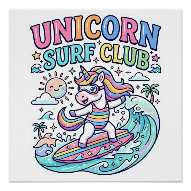 Einhorn-Surf-Club Poster (Vorderseite)