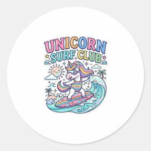 Einhorn-Surf-Club Runder Aufkleber