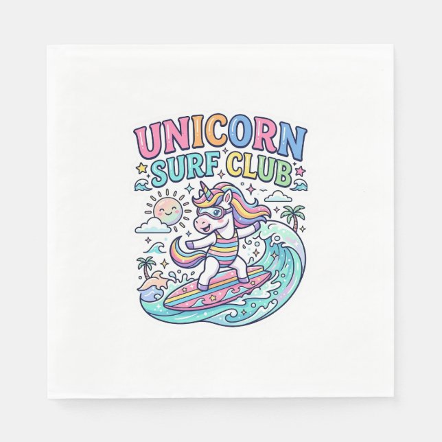 Einhorn-Surf-Club Serviette (Vorderseite)