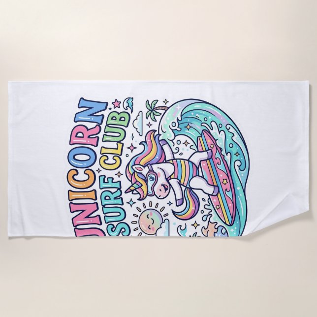 Einhorn-Surf-Club Strandtuch (Vorderseite)