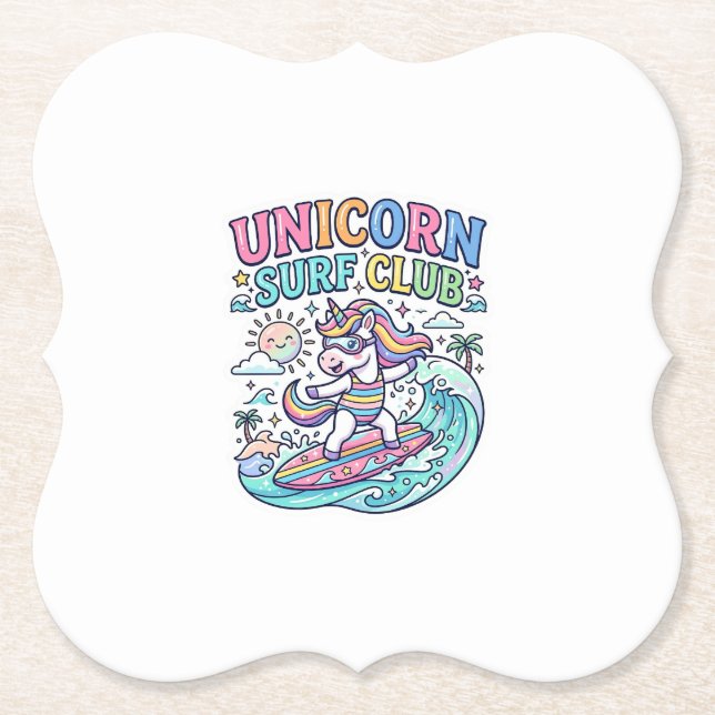 Einhorn-Surf-Club Untersetzer (Vorderseite)