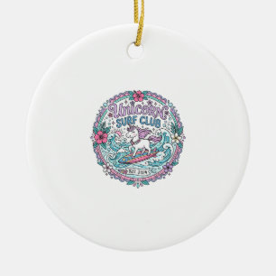 Einhorn-Surf-Club-verspieltes-Shirt-Grafik_1 Keramik Ornament