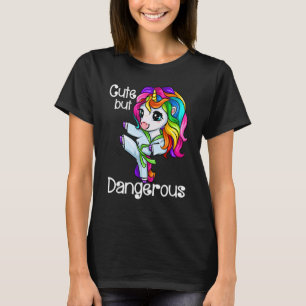 Einhorn Süß Aber Gefährlich Lustig Karate Taekwond T-Shirt